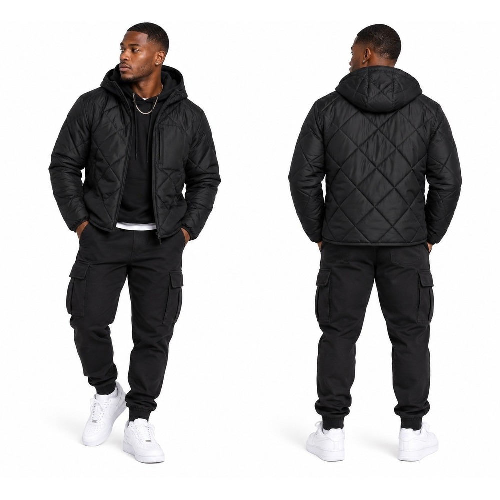 All In Motion Mens XXL Black Lightweight Quilted Jacket Wind Water Resistant NWT